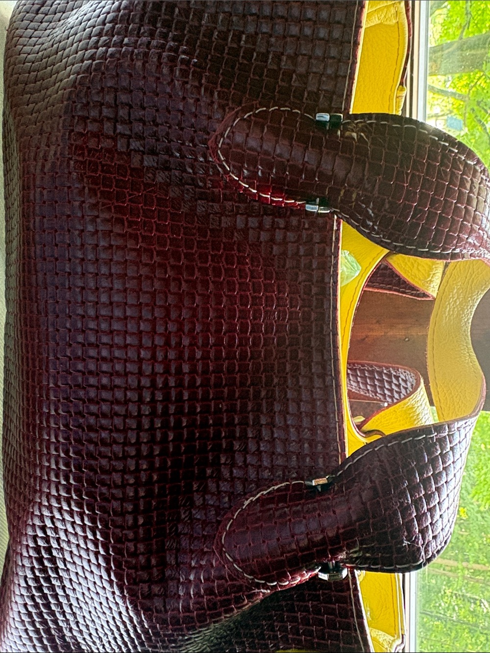 Cecchi E Cecchi Italy Woven Leather Tote Handbag Burgundy Made in Italy - Picture 2 of 11